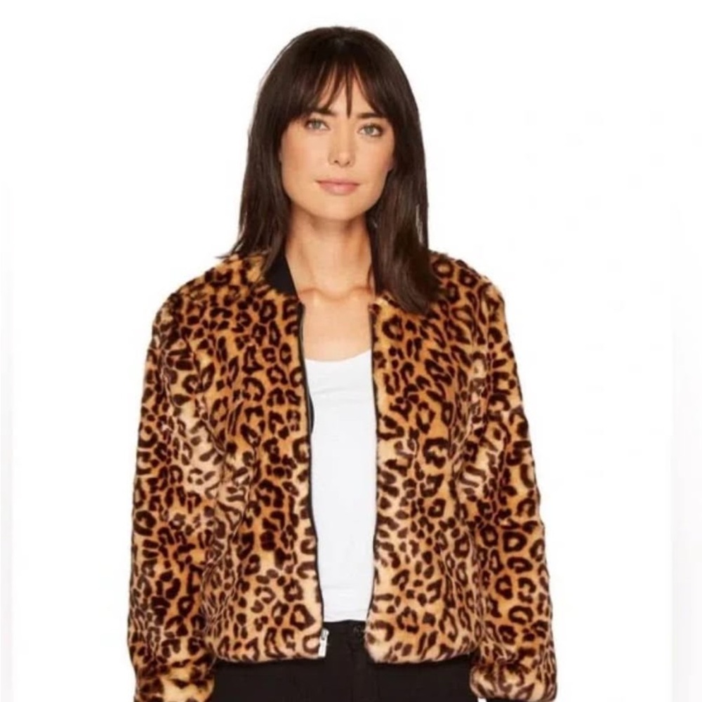 Leopard Print Faux Fur Jacket